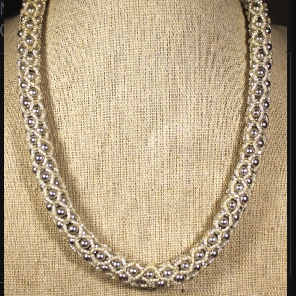 Vintage Handmade Genuine Cultured Pearl Choker Necklace And Bracelet